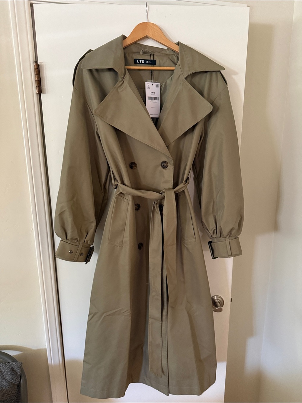 long tall sally Olive Green Double-Breasted Trench Coat with Belt